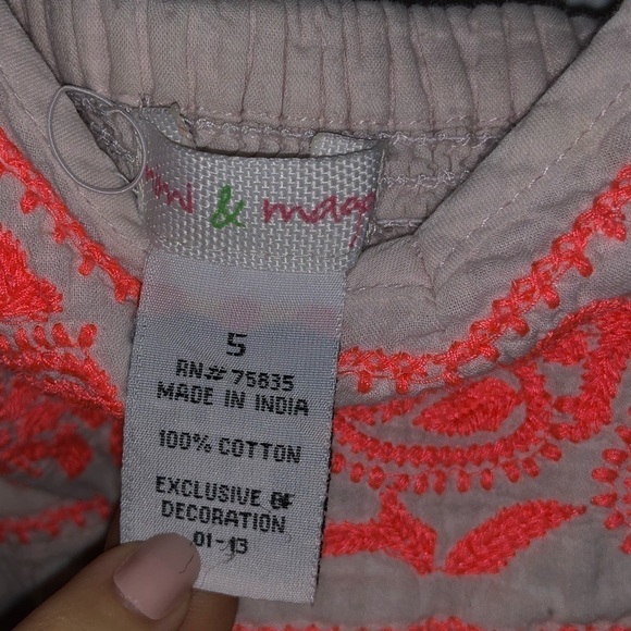 Kid's Mimi & Maggie Light Pink & Coral Embroidered Dress - Picture 5 of 7